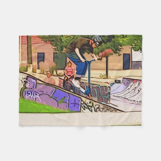 De neusduiklanding - Scooterrijderstunt Fleece Deken (Voorkant (Horizontaal))