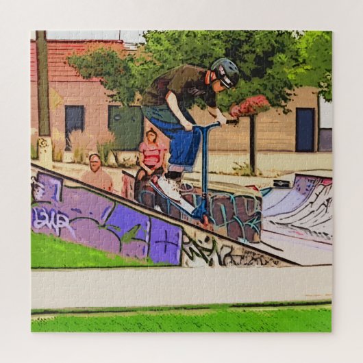 De neusduiklanding - Scooterrijderstunt Legpuzzel (Verticaal)