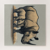 De neushoorn en zijn kalf legpuzzel (Horizontaal)