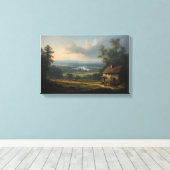 De Nevel over de Wijngaard in de Ochtend Canvas Afdruk (Insitu (Houten vloer))