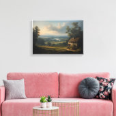 De Nevel over de Wijngaard in de Ochtend Canvas Afdruk (Insitu (Woonkamer))
