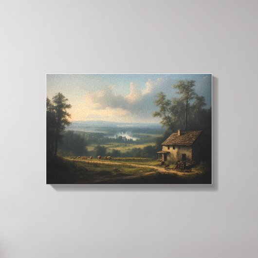 De Nevel over de Wijngaard in de Ochtend Canvas Afdruk (Voorkant)