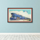De New Jersey Central Blue Comet Train Canvas Afdruk (Insitu (Houten vloer))