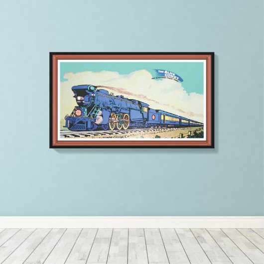 De New Jersey Central Blue Comet Train Canvas Afdruk (Insitu (Houten vloer))
