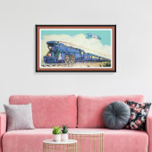 De New Jersey Central Blue Comet Train Canvas Afdruk (Insitu (Woonkamer))