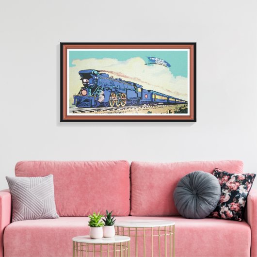 De New Jersey Central Blue Comet Train Canvas Afdruk (Insitu (Woonkamer))