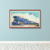 De New Jersey Central Blue Comet Train Canvas Afdruk (Insitu (Houten vloer))