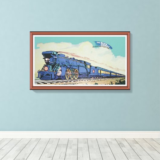 De New Jersey Central Blue Comet Train Canvas Afdruk (Insitu (Houten vloer))