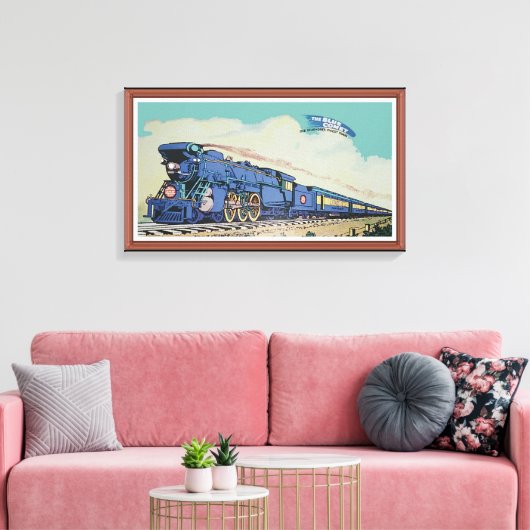 De New Jersey Central Blue Comet Train Canvas Afdruk (Insitu (Woonkamer))