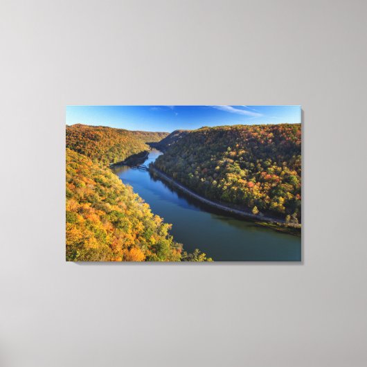 De New River Gorge bij Hawks Nest State Park Canvas Afdruk (Voorkant)