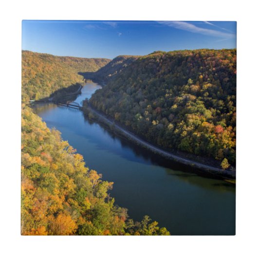 De New River Gorge bij Hawks Nest State Park Tegeltje (Voorkant)