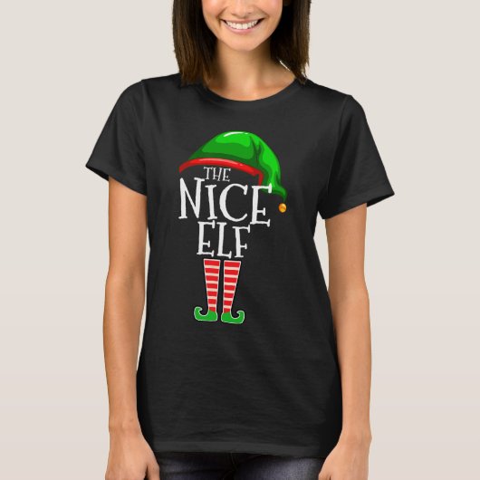 De Nice Elf Group Matching Family Kerstmis T-shirt (Voorkant)