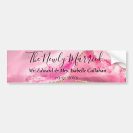 "De nieuw getrouwde" "Mr & Mrs" Pink Agaat Stone Bumpersticker