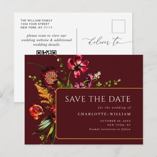 De Nieuwe Bloemen die de Code van de Datum QR bind Briefkaart (Voorkant / Achterkant)