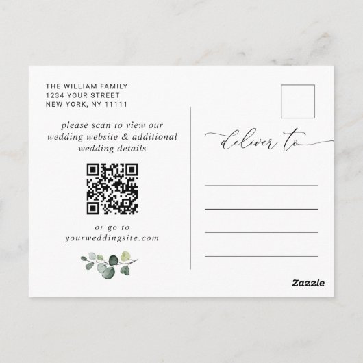 De Nieuwe Bloemen die de Code van de Datum QR bind Briefkaart (Achterkant)