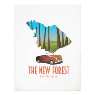 De nieuwe bos Hampshire Engeland kaart Foto Afdruk