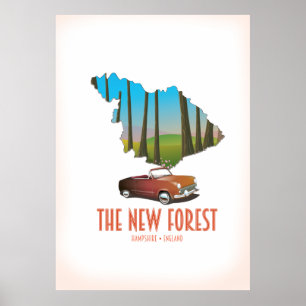 De nieuwe bos Hampshire Engeland kaart Poster