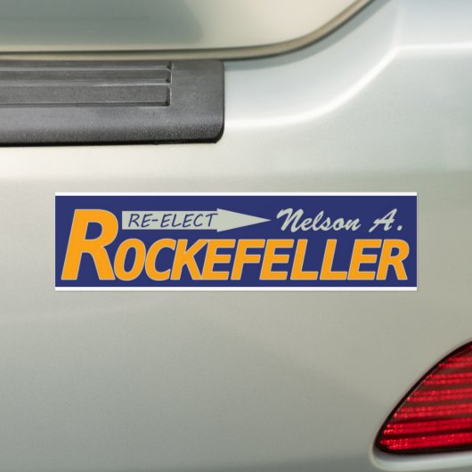 De nieuwe Bumpersticker Nelson Rockefeller 1970 (Op auto)