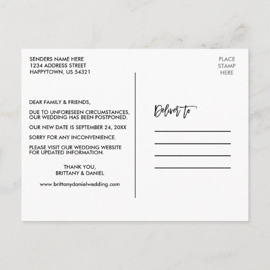 De nieuwe Datum verandert het Manuscript van de Bo Briefkaart (Achterkant)