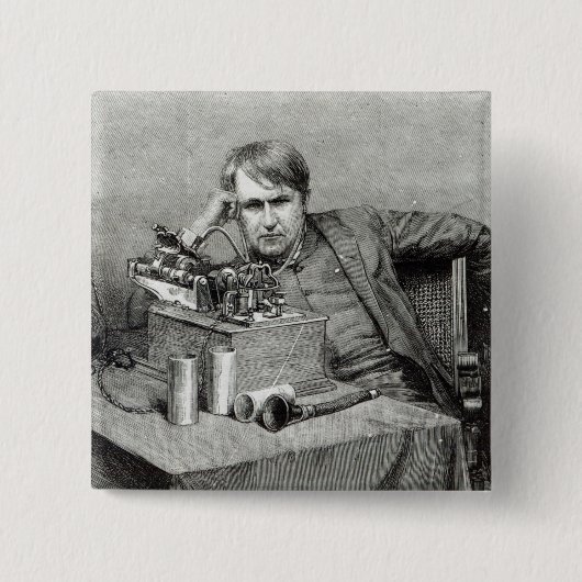 De nieuwe fonografie van de heer Edison Vierkante Button 5,1 Cm (Voorkant)