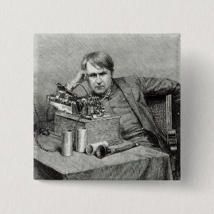 De nieuwe fonografie van de heer Edison Vierkante Button 5,1 Cm