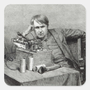 De nieuwe fonografie van de heer Edison Vierkante Sticker