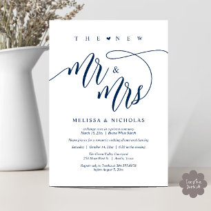 De nieuwe heer en mevrouw Modern Wedding Party Din Kaart