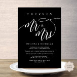 De nieuwe heer en mevrouw Modern Wedding Party Din Kaart<br><div class="desc">Elegant kondig je nog lang en gelukkig aan met onze moderne mooie stijlvolle zwart-wit thema bruiloft elopement viering uitnodigingskaart, "Happy Ever After Brunch". Op maat gemaakt voor koppels die hun liefdesverhaal voortzetten, biedt deze uitnodiging een perfecte balans tussen sophisticatie en charme, waardoor de scène wordt gezet voor een onvergetelijk evenement....</div>