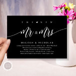 De nieuwe heer en mevrouw, moderne bruiloft diner  kaart<br><div class="desc">Elegant kondig je nog lang en gelukkig aan met onze moderne mooie stijlvolle zwart-wit thema bruiloft elopement viering uitnodigingskaart, "Happy Ever After Brunch". Op maat gemaakt voor koppels die hun liefdesverhaal voortzetten, biedt deze uitnodiging een perfecte balans tussen sophisticatie en charme, waardoor de scène wordt gezet voor een onvergetelijk evenement....</div>