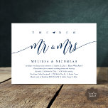 De nieuwe heer en mevrouw, moderne bruiloft diner  kaart<br><div class="desc">Elegant kondig je nog lang en gelukkig aan met onze moderne, prachtige marineblauwe thema-huwelijksviering uitnodigingskaart, "Happily Ever After Brunch". Op maat gemaakt voor koppels die hun liefdesverhaal voortzetten, biedt deze uitnodiging een perfecte balans tussen sophisticatie en charme, waardoor de scène wordt gezet voor een onvergetelijk evenement. Met een modern hedendaags...</div>