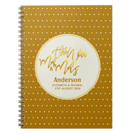 De Nieuwe Heer en Mevrouw (naam,datum) Trouw Goud  Notitieboek