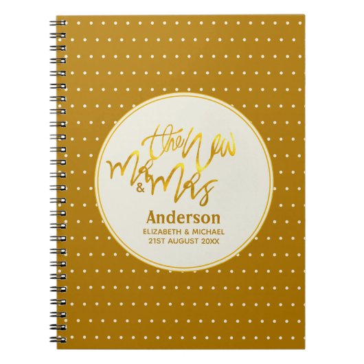 De Nieuwe Heer en Mevrouw (naam,datum) Trouw Goud  Notitieboek (Voorkant)
