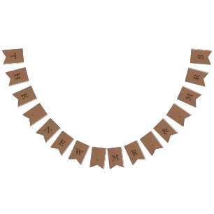 De nieuwe heer en mevrouw Rustic Kraft Wedding Vlaggetjes