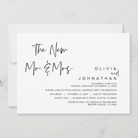 De nieuwe heer en mevrouw, trouwfeest met alleen d kaart (Voorkant)