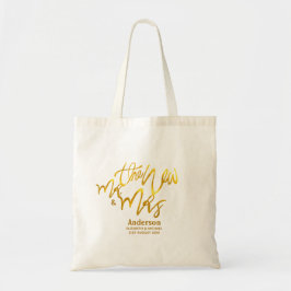 De nieuwe heer en mevrouw (voeg naam, datum, plaat tote bag