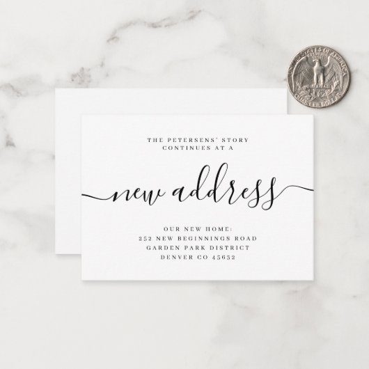 De nieuwe het adresmanuscript van de begroting bew notitiekaartje (Voorkant / Achterkant in situ)