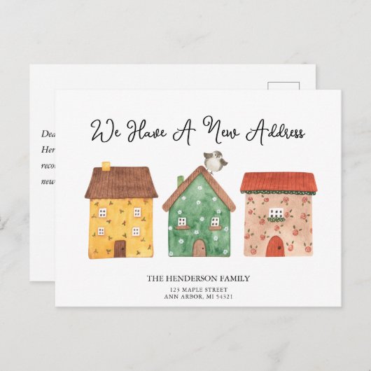 De nieuwe Homes van de Waterverf van het Adres Bew Briefkaart (Voorkant / Achterkant)