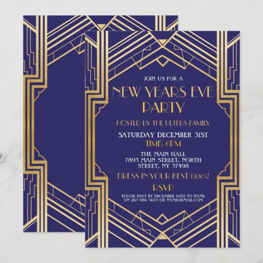 De nieuwe jaren van 1920 hebben Gatsby Party Gold Kaart (Voorkant / Achterkant)