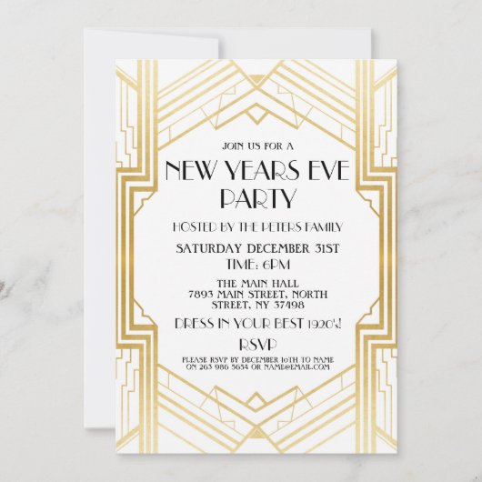 De nieuwe jaren van 1920 hebben Gatsby Party Gold  Kaart (Voorkant)