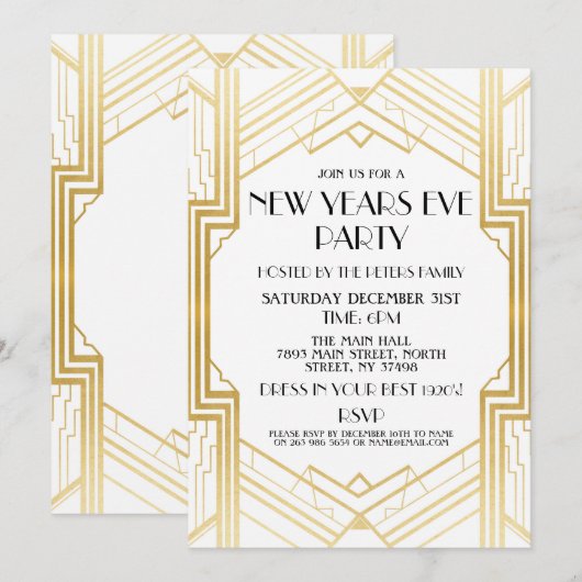 De nieuwe jaren van 1920 hebben Gatsby Party Gold  Kaart (Voorkant / Achterkant)