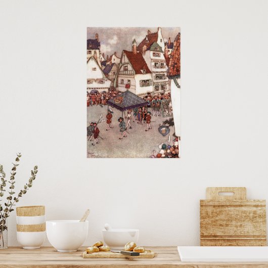 De nieuwe kleren van de keizer van Edmund Dulac Poster (Keuken)