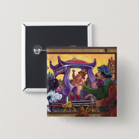 De nieuwe kleren van de keizer vierkante button 5,1 cm (Voorkant /achterkant)