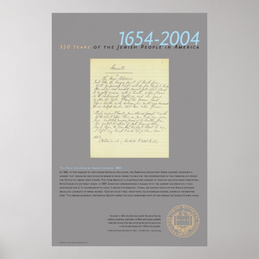 De nieuwe kolos van Emma Lazarus, 1883 Poster (Voorkant)