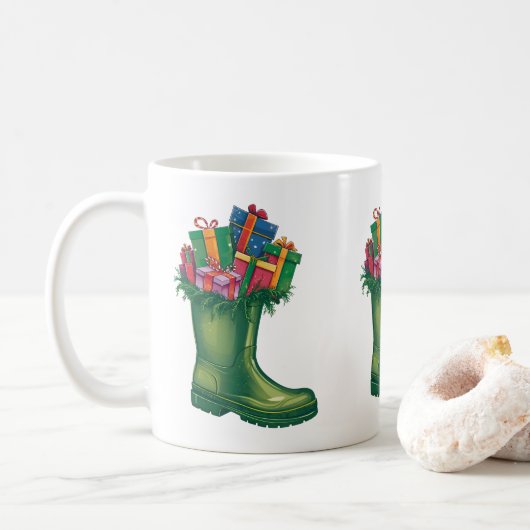De Nieuwe Laarzen van de Kerstman Koffiemok (Met donut)