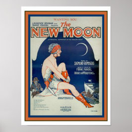 "De nieuwe maan" Art Deco Sheet Music Hoesje 12 x  Poster