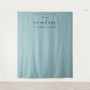 De nieuwe mevrouw naam bruiloft foto achtergrond B Wandkleed