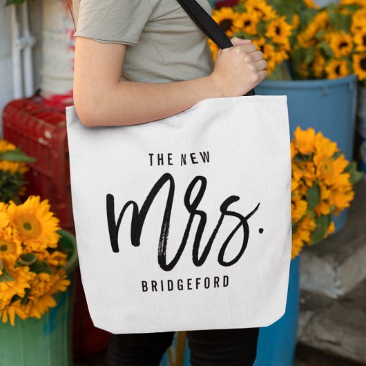 De nieuwe mevrouw Personalized Bride Tote Bag