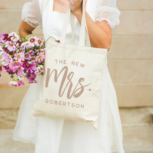 De nieuwe mevrouw Personalized Bride Tote Bag