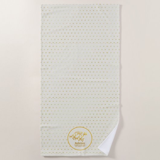 De Nieuwe Mijnheer en Mevrouw (naam,datum) Trouw G Strandlaken (Voorkant)