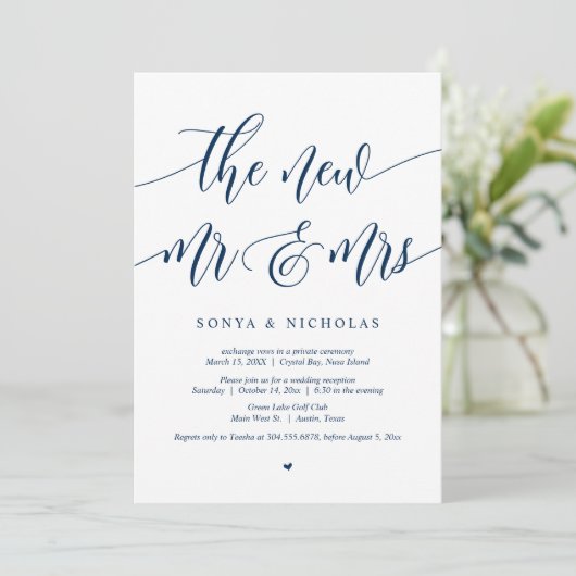 De nieuwe Mr. en Mrs., Wedding Elopement Party Inv Kaart (Staand voorkant)